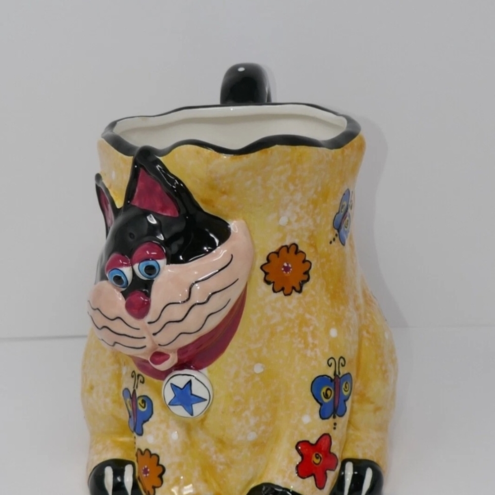Colorful Cat Pitcher with Floral Design. * - Picture 8 of 12
